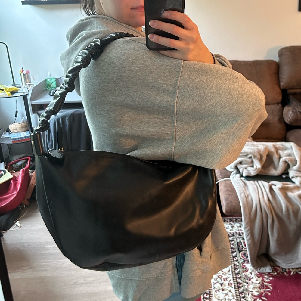 Amerai Italian Leather Large Crescent Hobo